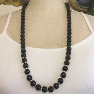 Vintage black plastic round bead necklace
